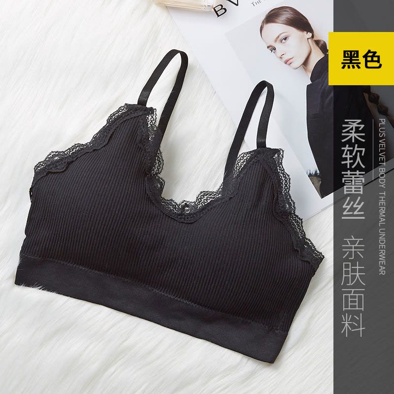辞梅韩版少女学生蕾丝边无钢圈吊带打底背心女性感聚拢文胸运动内衣女图片