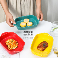 贝瑟斯 北欧风双耳烤盘箱焗炉专用陶瓷烘焙用具 烤盘餐盘 绿色