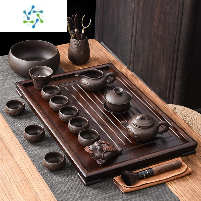 家用客厅排水式茶盘茶具现代简约中式复古整套茶具