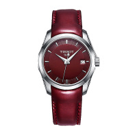 天梭(TISSOT)库图系列石英红色皮带女士手表T035.210.16.371.00多款 石英表 女 皮革