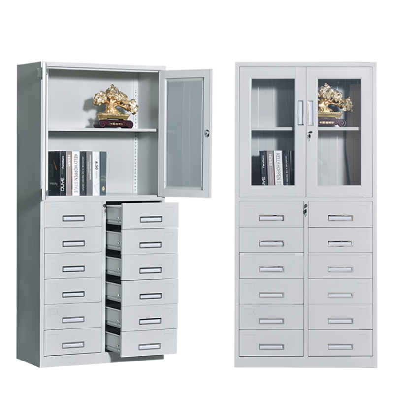 智叶舟办公文件柜2门12抽85*39*180cm台高清大图