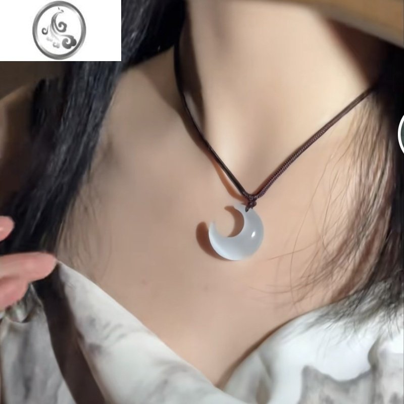 JiMi小众仙女款猫眼石月亮项链小月牙项链闺蜜吊坠锁骨链