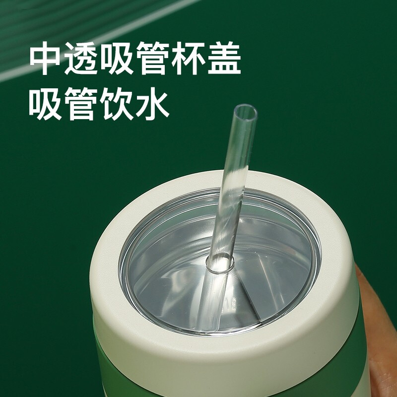 杯具熊成人保温杯吸管一杯两盖316不锈钢内胆办公室水杯男女带盖时尚简约便携家用咖啡吸管杯大容量泡茶杯 元气系列320ml