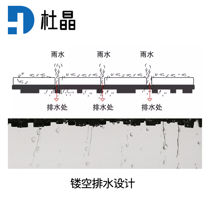 杜晶 DJ-PJDB11 防水防腐木塑拼接实木复合地板 0.3米宽木纹深咖色高清大图
