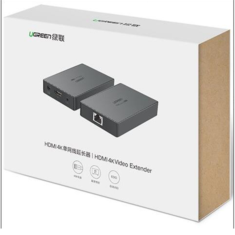 绿联CM215 HDMI延长器70米 4K高清hdmi转RJ45单网线网络传输信号