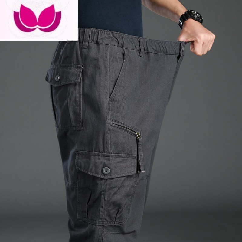 七斓工装裤男宽松高腰大码休闲裤厚加绒战术裤多口袋劳保耐磨长裤