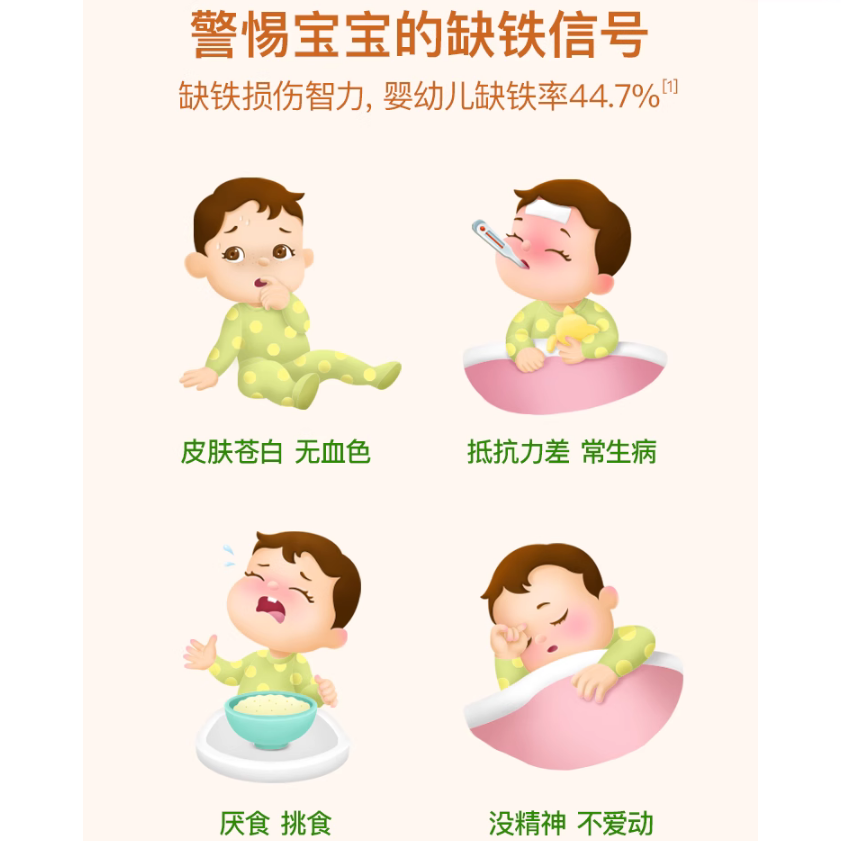 [中文标签/防伪码]童年Inne菠菜铁婴幼儿儿童铁剂补充铁21条/盒高清大图