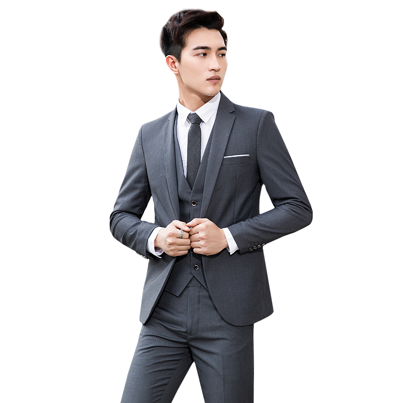 骄克雄狮jankeleone西服套装男士青年上班面试职业装三件套商务正装