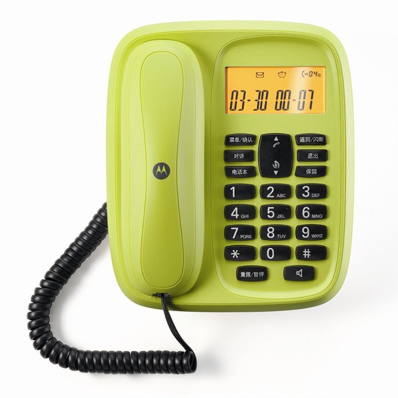 摩托罗拉(MOTOROLA)CL102C数字无绳电话机 无线座机 子母机一拖二 办公家用 中文显示 双免提套装(青柠色)