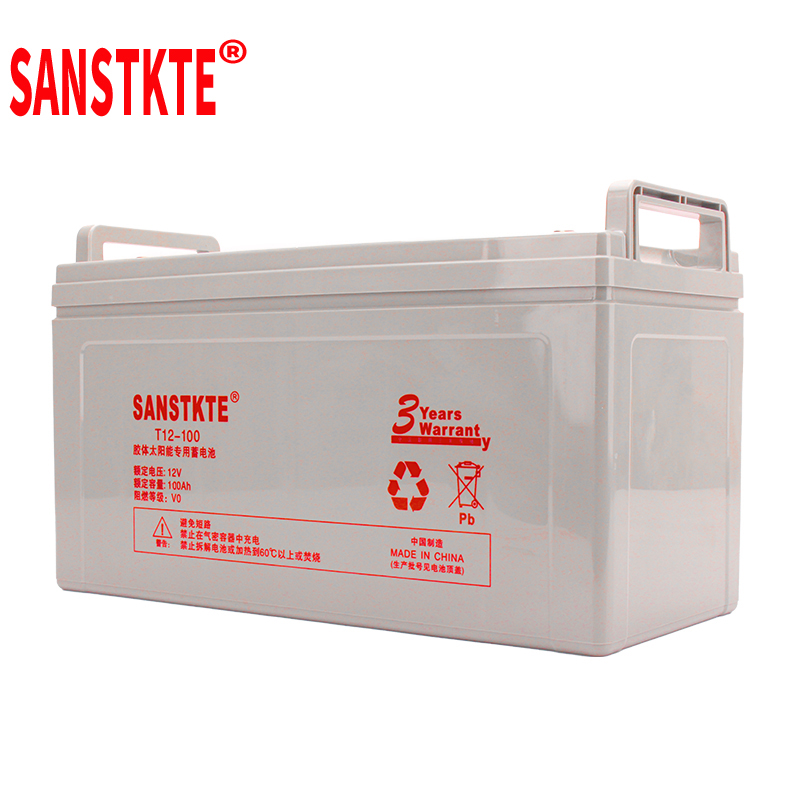 SANSTKTE胶体铅酸免维护电瓶12V100AH机房UPS电源蓄电池监控系统EPS通讯基站备用T12-100长款高清大图