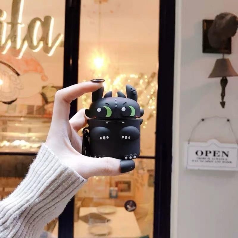 夜煞光煞airpods1/2代耳机套苹果无线蓝牙耳机三代硅胶软耳机壳 Airpods 1/2代保护套 背包鸭+[挂钩]