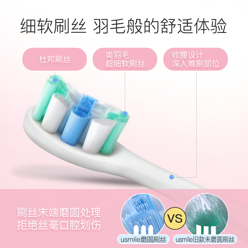 usmile 声波电动牙刷Y1 成人充电式声波震动牙刷 软毛声波震动自动牙刷 蜜粉