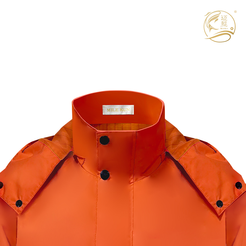 春秋桔红色春亚纺复合面料上衣春秋工作服C-016长款劳保服可定制.高清大图