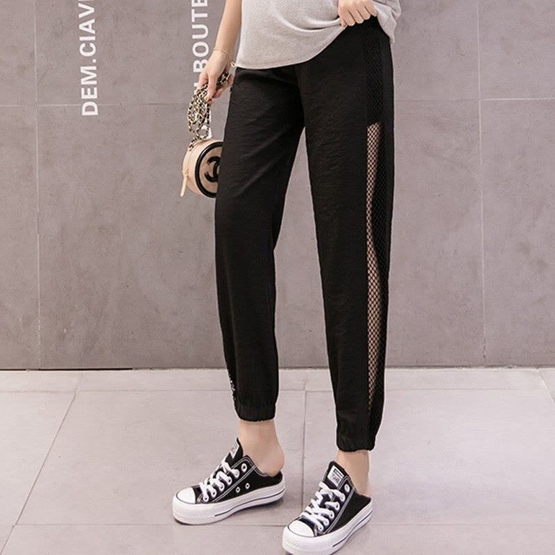 迪鲁奥(DILUAO)孕妇装2021孕妇裤子夏季新款薄款棉麻九分裤孕妇装休闲裤托腹裤可调节扣图片