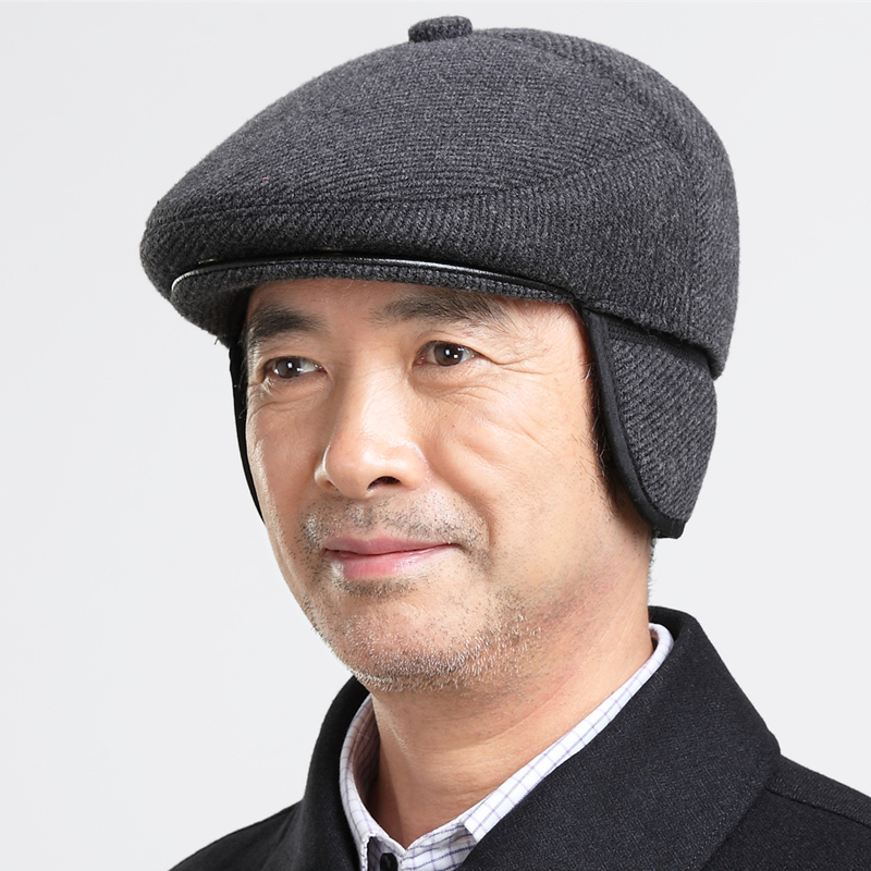 中老年男帽子冬加厚护耳保暖鸭舌帽子秋冬季爷爷爸爸老人帽子