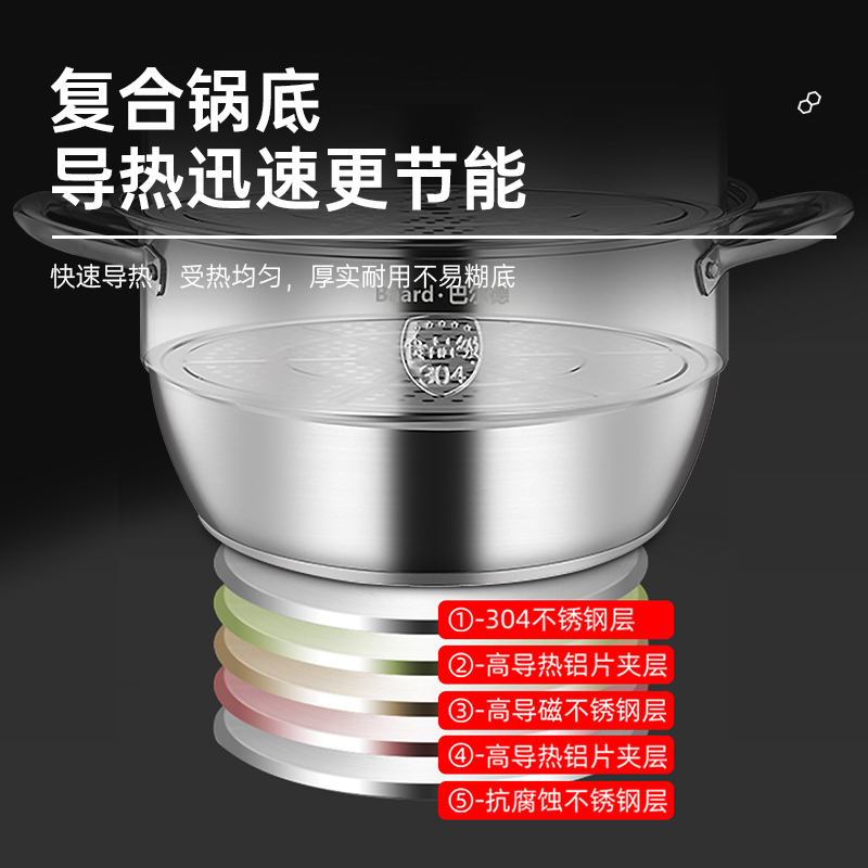 巴尔德余味豪华双层蒸汽锅B BZ-301B 32cm高清大图