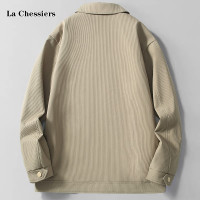 La Chessiers官方冬季男士外套行政上衣2024新款翻领春秋季中老年爸爸装休闲茄克