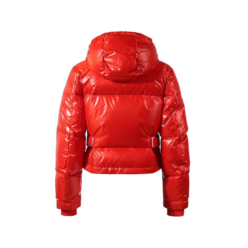 芬迪fendi女士亮面短款高领鸭绒连帽羽绒服上衣外套fan095ak85