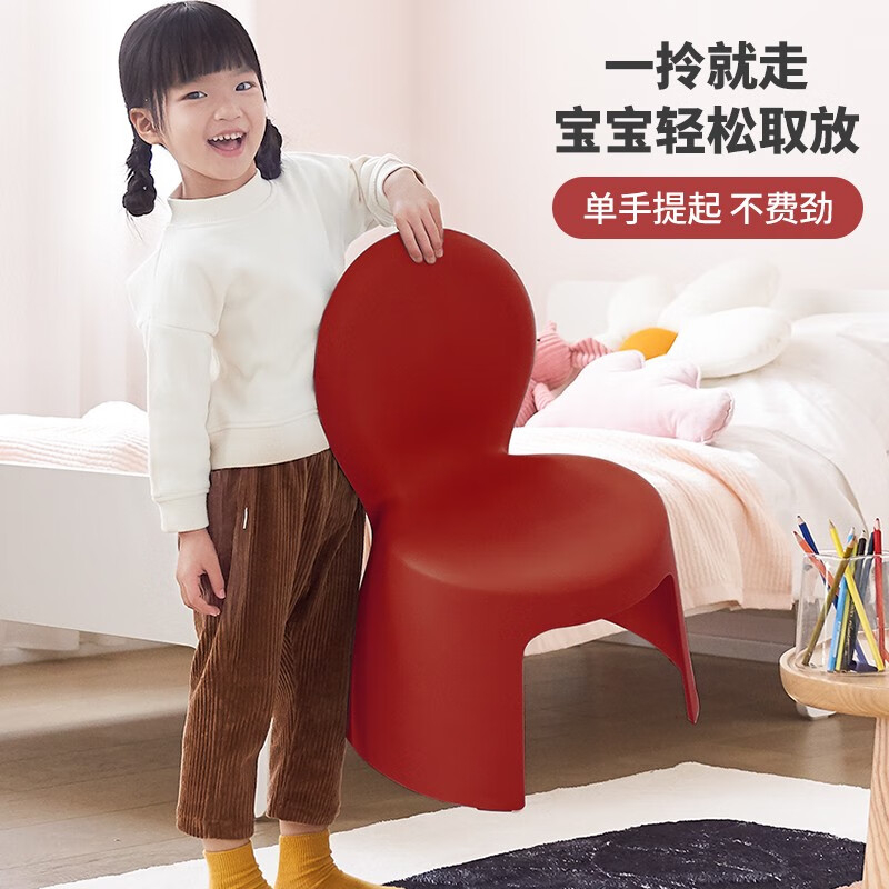禧天龙(Citylong) D-2123塑料凳子加厚防滑福娃椅家用宝宝椅垫脚小板凳子红色2个装高清大图