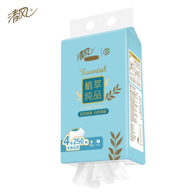 清风植萃纯品4层棉柔亲肤250抽悬挂式抽纸 AG25SZJ