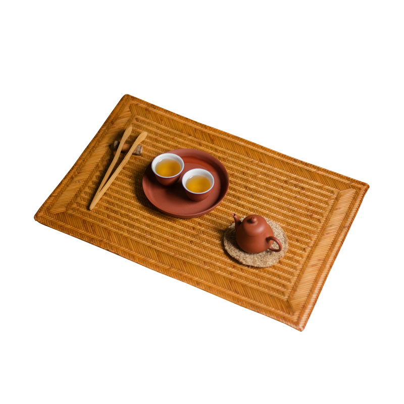 美帮汇竹编茶席竹席大漆茶垫日式禅意榻榻米茶道茶具配件茶盘茶垫高清大图