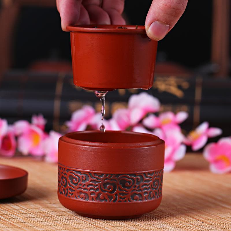 家柏饰(CORATED)茶杯套装紫砂杯旅行功夫小茶具快客杯1人陶瓷便携办公茶壶泡茶器图片