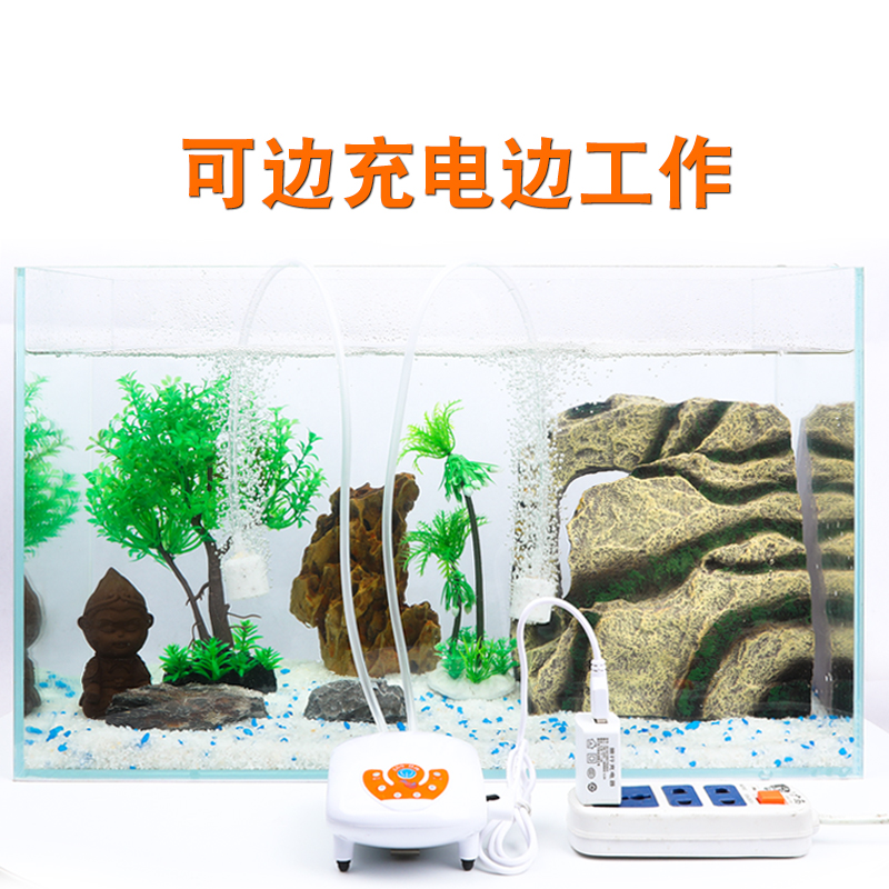 鱼缸增氧泵氧气泵小型家用打氧器冲氧机充电钓鱼两用便捷式高清大图