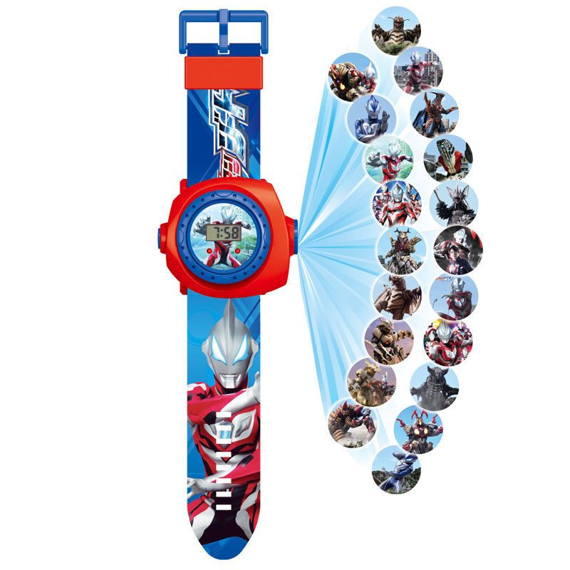 奥特曼汪汪队手表儿童卡通男孩女孩幼儿园翻盖投影玩具电子表礼物