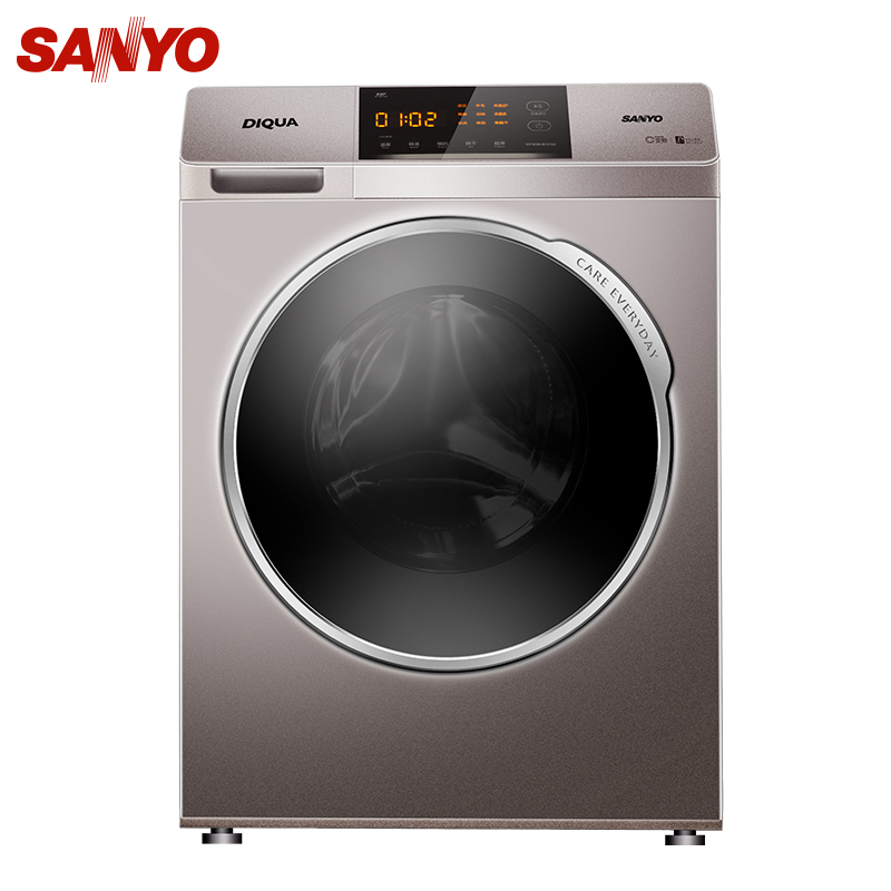 三洋帝度(SANYO)WF80BHE575S 8公斤洗烘一体滚筒洗衣机 变频洗干一体机 自动除毛屑 中途添衣(浅咖亚银)