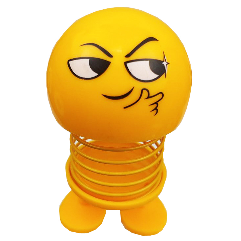 敬平摇头表情公仔汽车摆件车载弹簧表情包笑脸娃娃弹跳仔车内饰品摆件