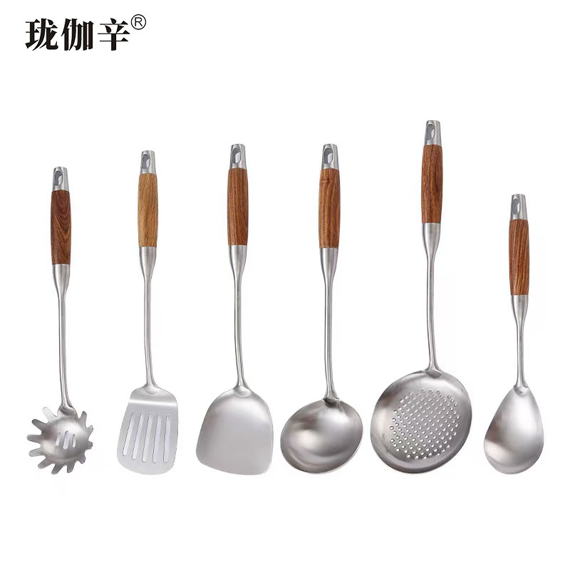珑伽辛 304不锈钢花梨木厨房烹饪 粉扒/把高清大图