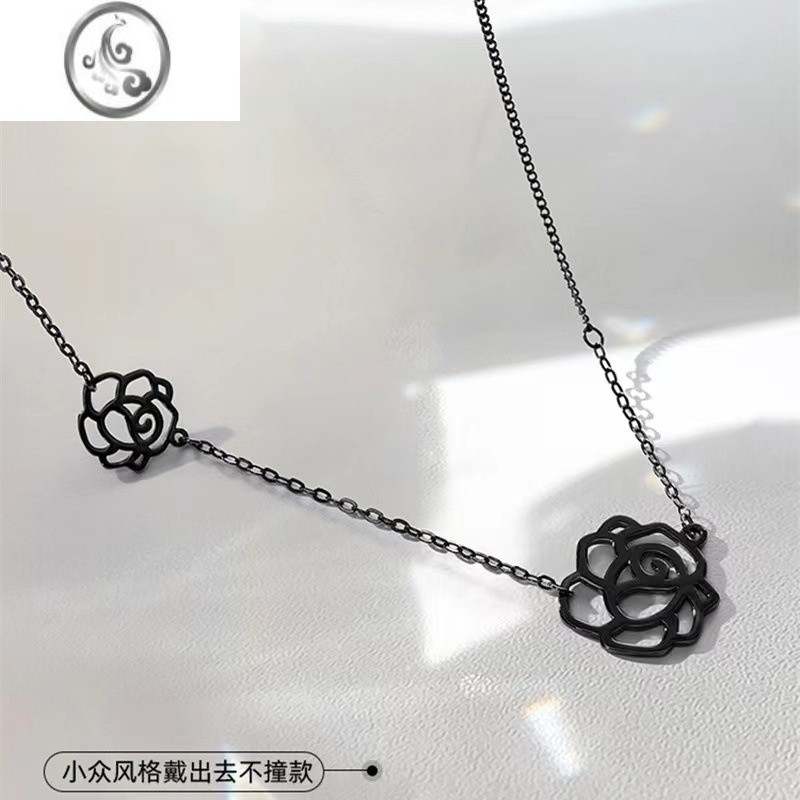 JiMi设计感镂空玫瑰花项链个性暗黑ins风短款锁骨链花朵时髦chock颈圈