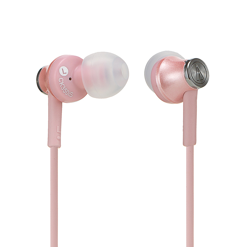 铁三角(audio-technica)ATH-CK350iS(粉红色)手机通用线控带麦入耳式耳机