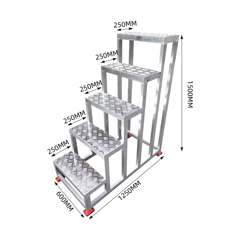 臻远ZY-T85 铝合金踏台移动平台楼梯工业踏步梯台阶 5步高1500 载重300kg高清大图