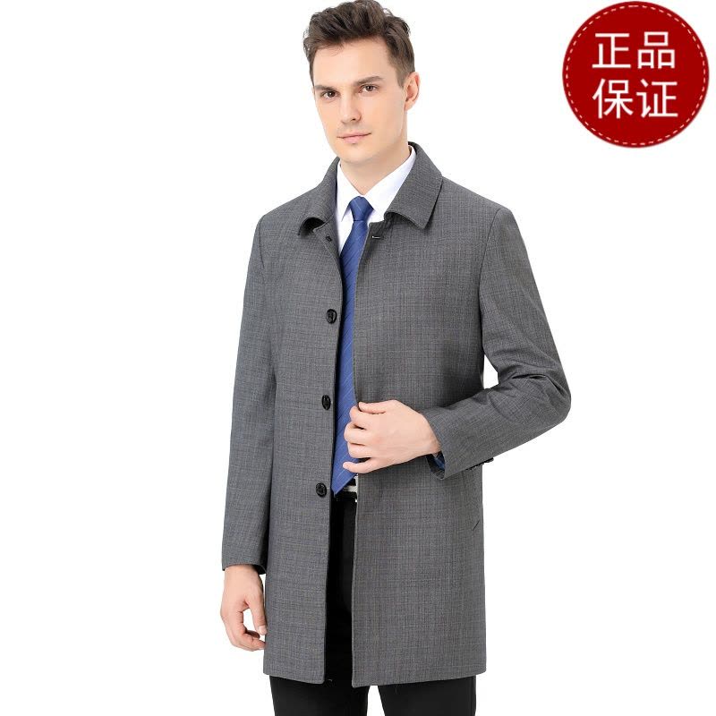 免费退换 2021秋季中长款外套商务休闲中年爸爸秋装英伦夹克大衣风衣夹克男反季促销特价图片