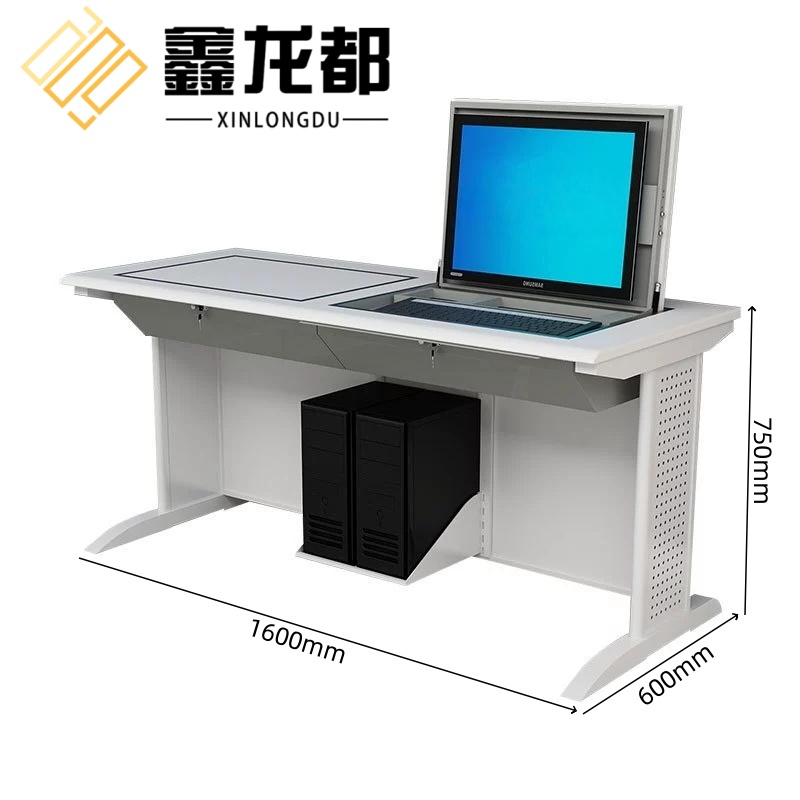 鑫龙都翻转电脑桌双人位张高清大图