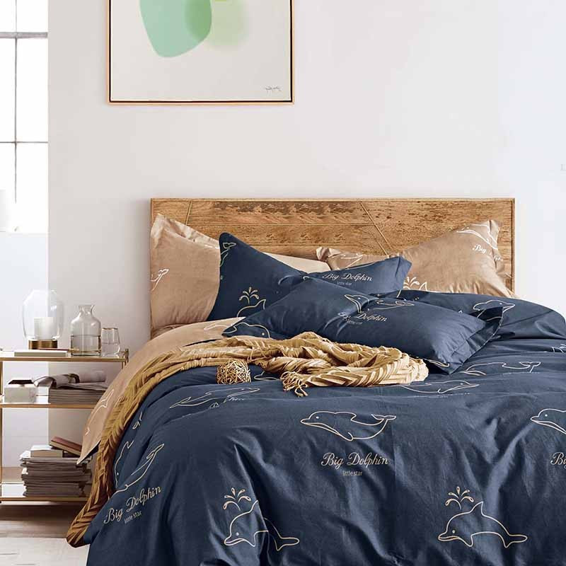 维科家纺veken全棉活性套件床上用品家纺四件套海豚湾