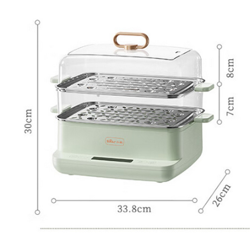 小熊(bear) 电蒸锅 多功能锅9L大容量双层电蒸锅 800W 浅绿色 DZG-C90G3