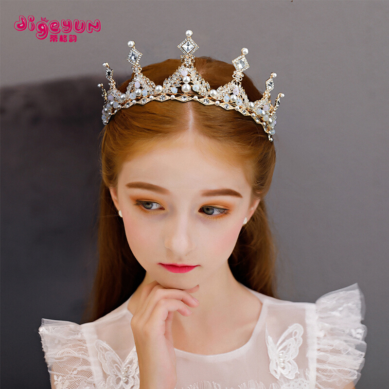 迪鲁奥diluao女孩儿童头饰公主饰女童皇冠演出配饰头箍卡金色箍花童