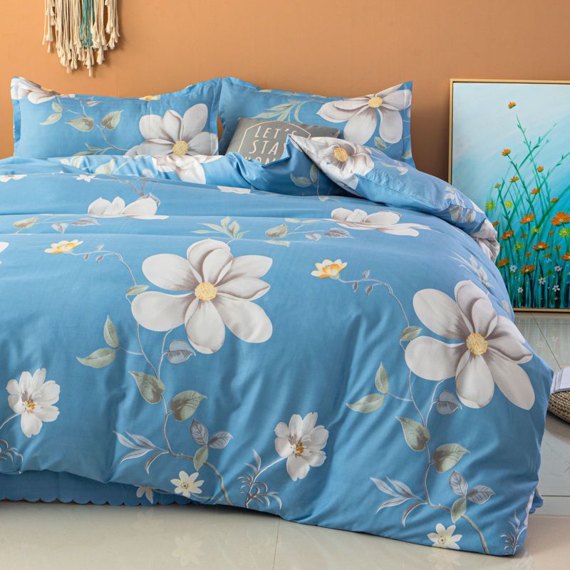 被套四件套床上用品被罩床单枕套少女心网红4件套学生宿舍三件套 富贵大花 2.0米被套+2.2米床单+枕套2