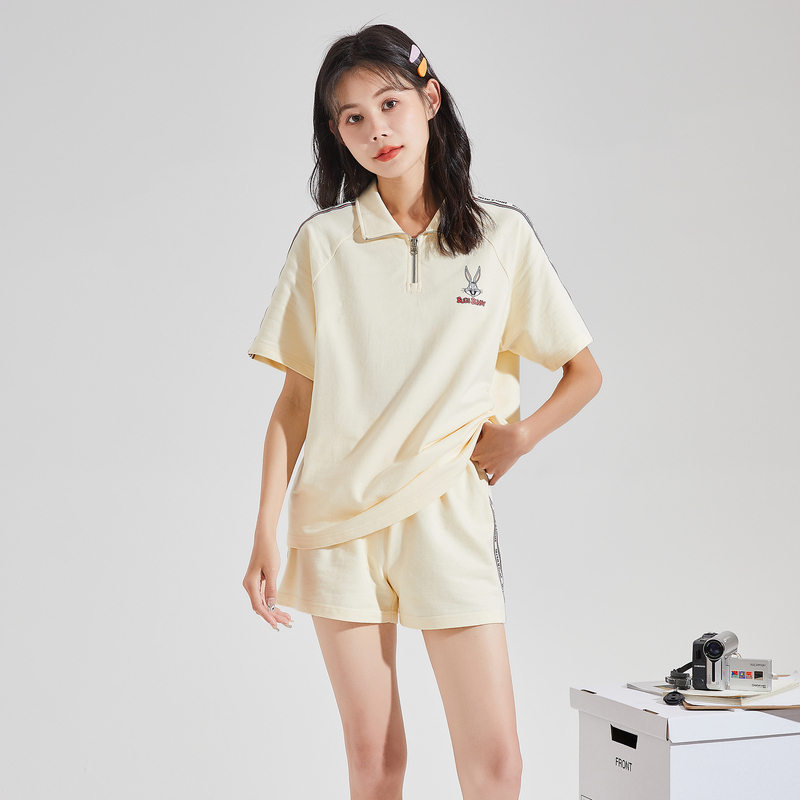 [1.5折价88元]唐狮兔八哥联名款短袖polo运动女新款小个子穿搭一整套tz