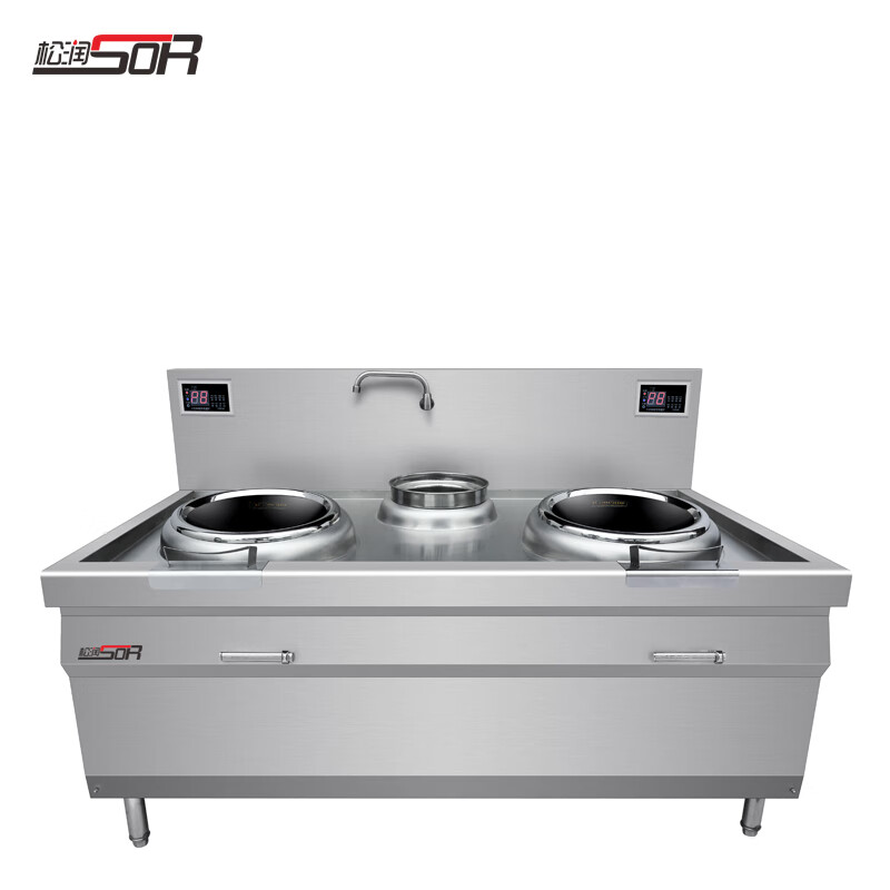 松润 SOR-N227 双头单尾电磁小炒炉1.5米6KW×2(配50炒锅2个+水龙头)高清大图