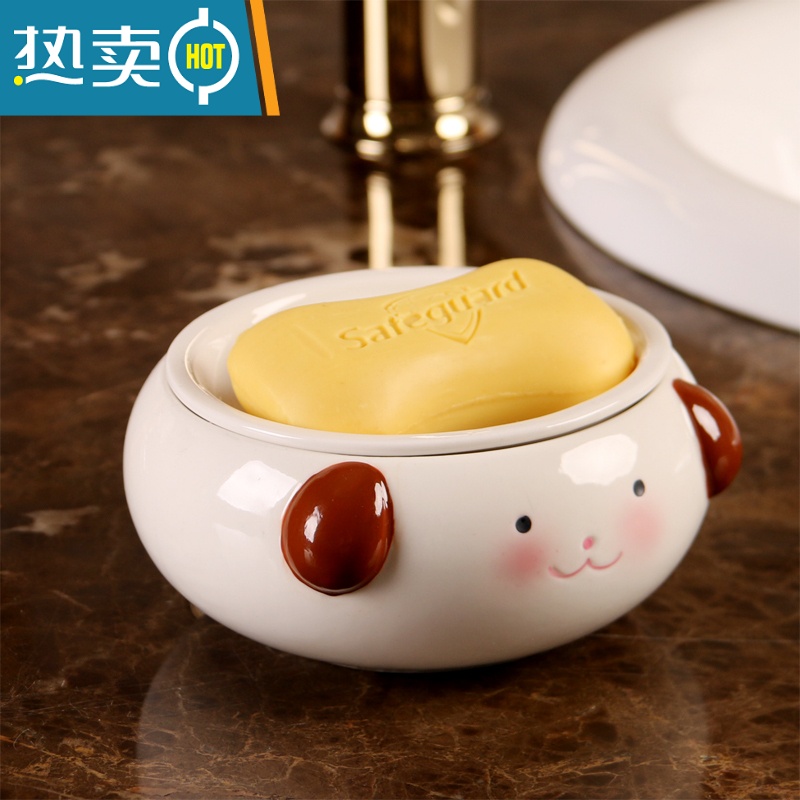 敬平创意卡通陶瓷沥水分离香皂盒卫生间家用免打孔洗衣肥皂盒皂托皂碟 展翅高飞沥水(接水盒不脏台面)高清大图