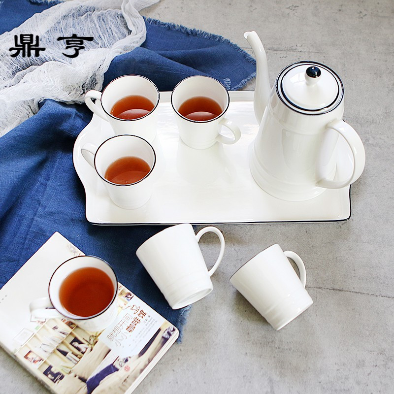 鼎亨那些时光 陶瓷凉水壶水具套装 冷水壶家用泡茶壶水杯整套杯具