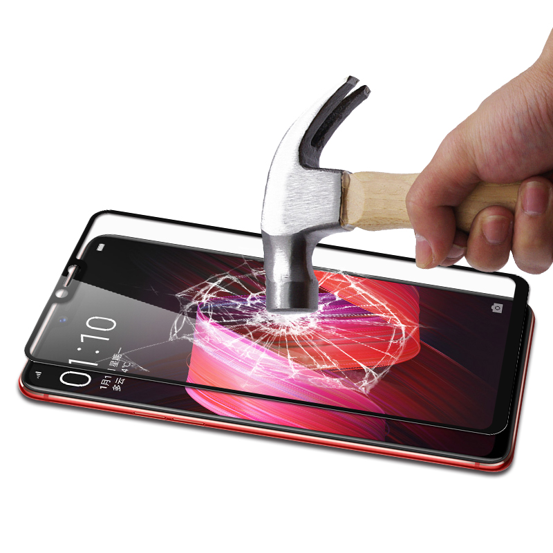 [买2送手机壳]轻万适用oppor15钢化膜防指纹高清前膜防摔玻璃手机贴膜r15梦境版全屏丝印黑色高清大图