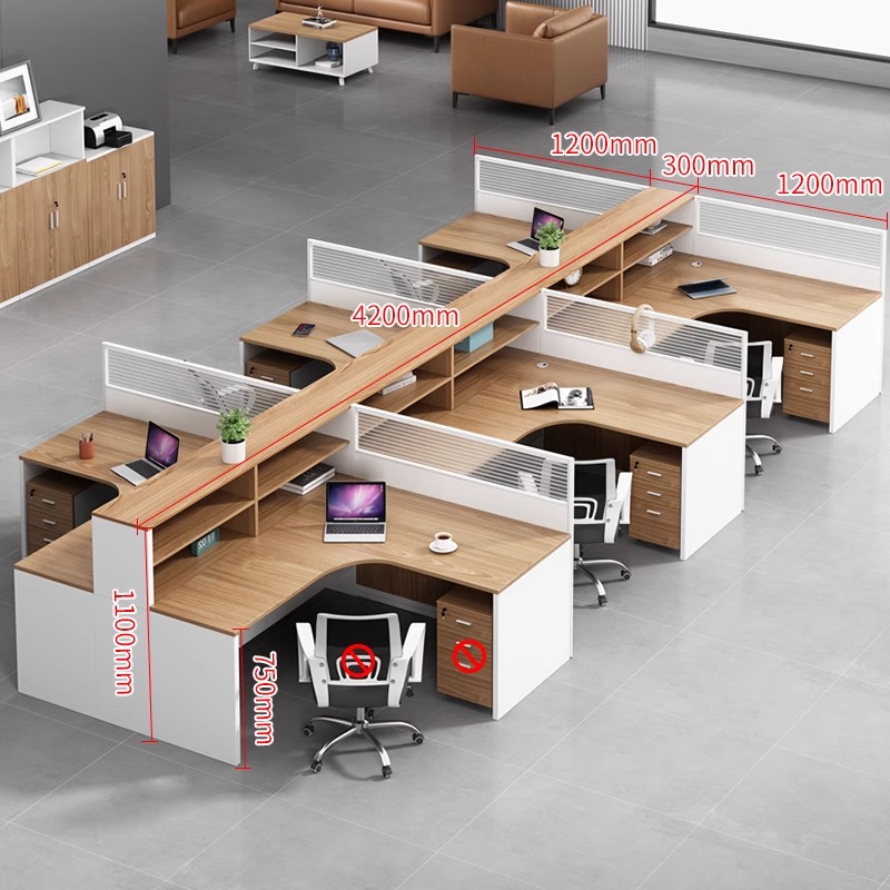 珂攸洋屏风工位桌椅组合 办公桌屏风工位六人位4200*2700*1100mm套