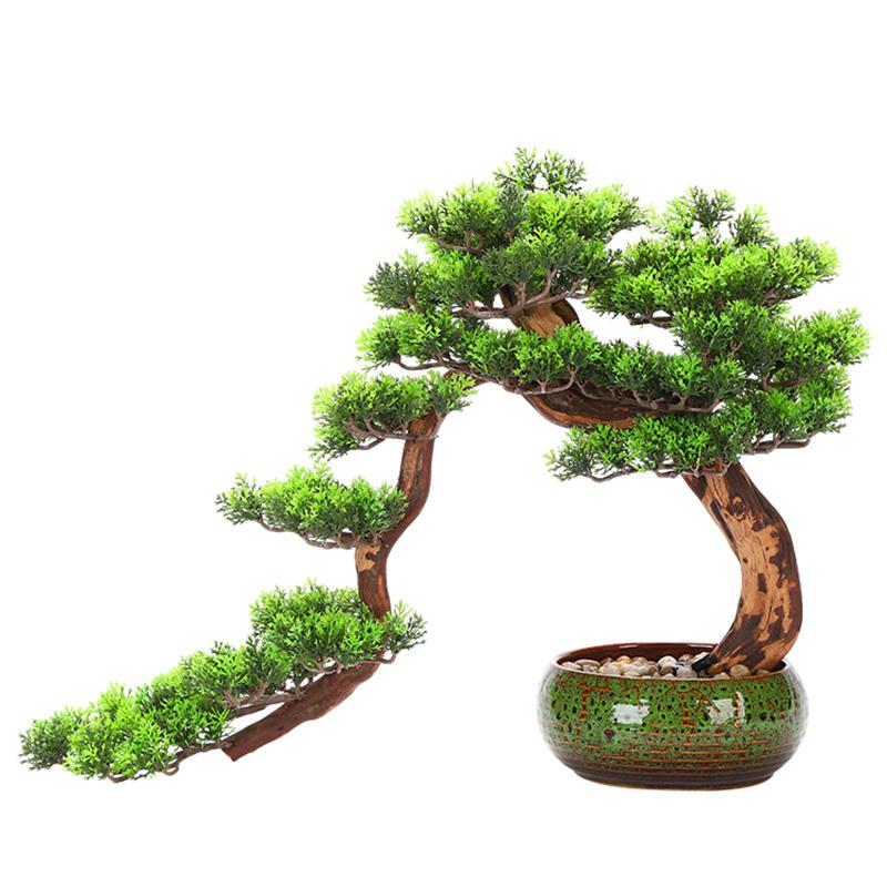 美帮汇中式家居仿真盆景迎客松红枫叶绿植大摆件装饰品迁礼品高清大图
