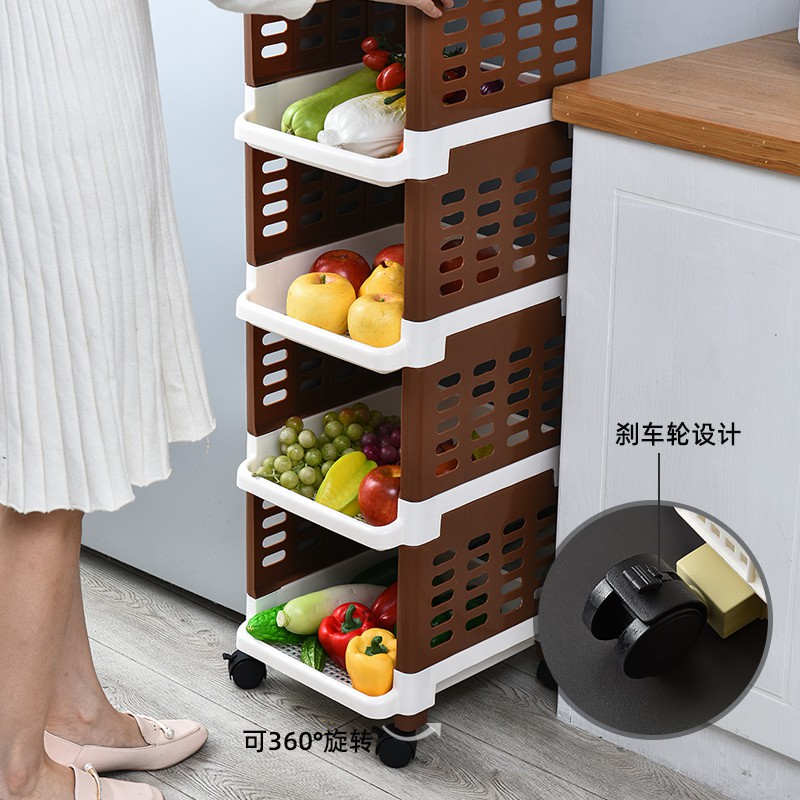 厨房蔬菜置物架用品家用大全阳台储物柜落地多层菜篮子收纳筐收纳层架 三维工匠高清大图