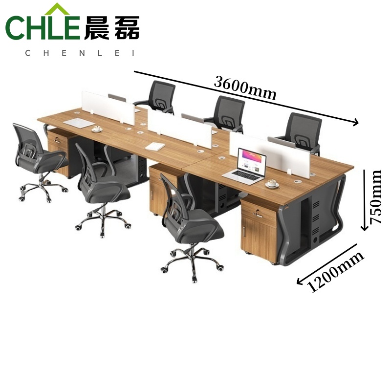 晨磊 屏风办公工位 六人位含柜椅360*120*75cm 套高清大图
