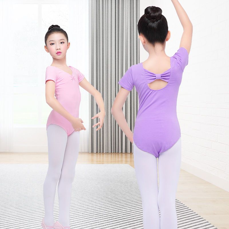 儿童舞蹈服练功服女孩夏季连体芭蕾舞服女童棉考级服中国舞服装